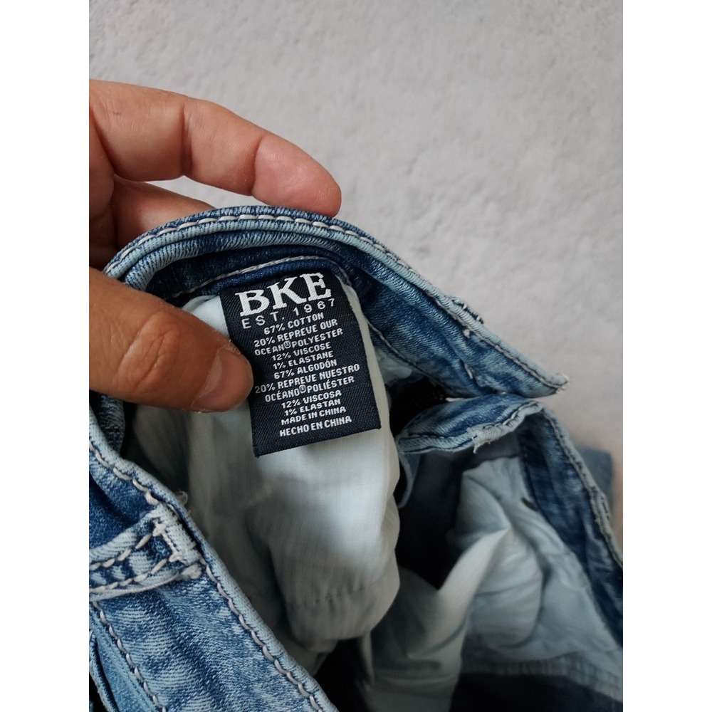 BKE Jeans Men 30x34 Jake Straight Leg Regular Fit Blue Acid Wash Cotton Stretch - Picture 8 of 13